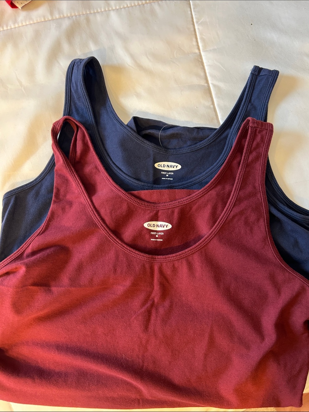 Old Navy Women's Scoop Tank Tops in Burgundy and Navy Blue